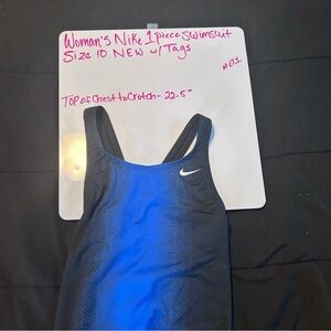 Nike Women's Black and Blue One-Piece Swimsuit